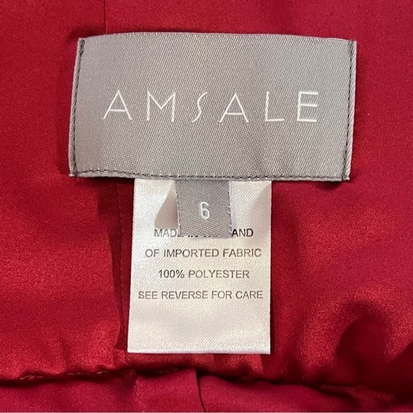 Amsale Red Crimson Maxi Tulle Overlay Formal Dress Crimson 6L Burgundy wedding - Picture 13 of 16